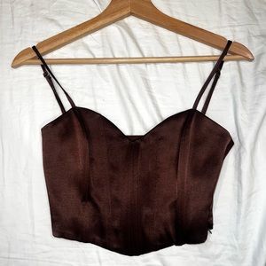 Zara brown satin corset
